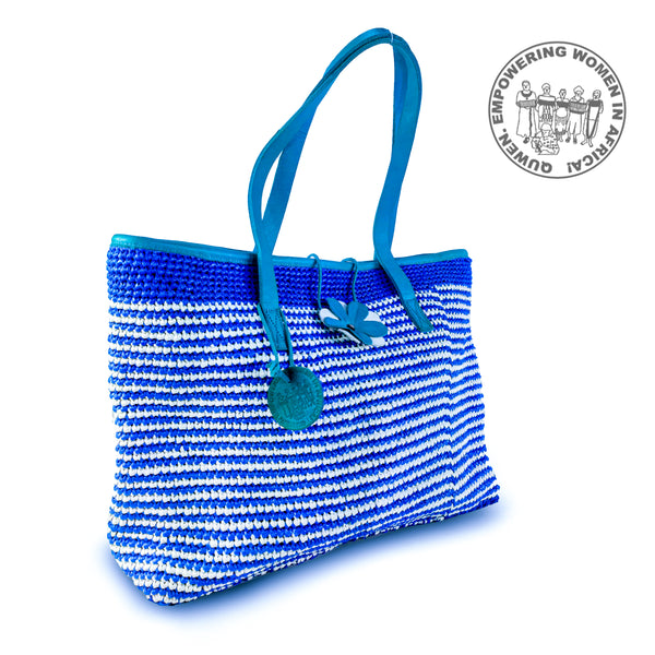 Mathangu Blue White Square Bags